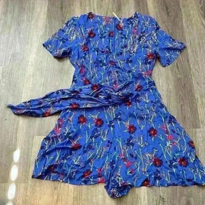 Size 2 Free People Blue Wrap Romper Shorts